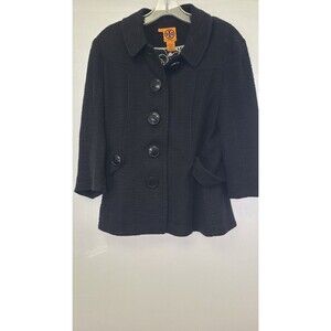Tory Burch Womens Sz 12 Button Up Jacket Blazer Rayon Cotton Lined Coat